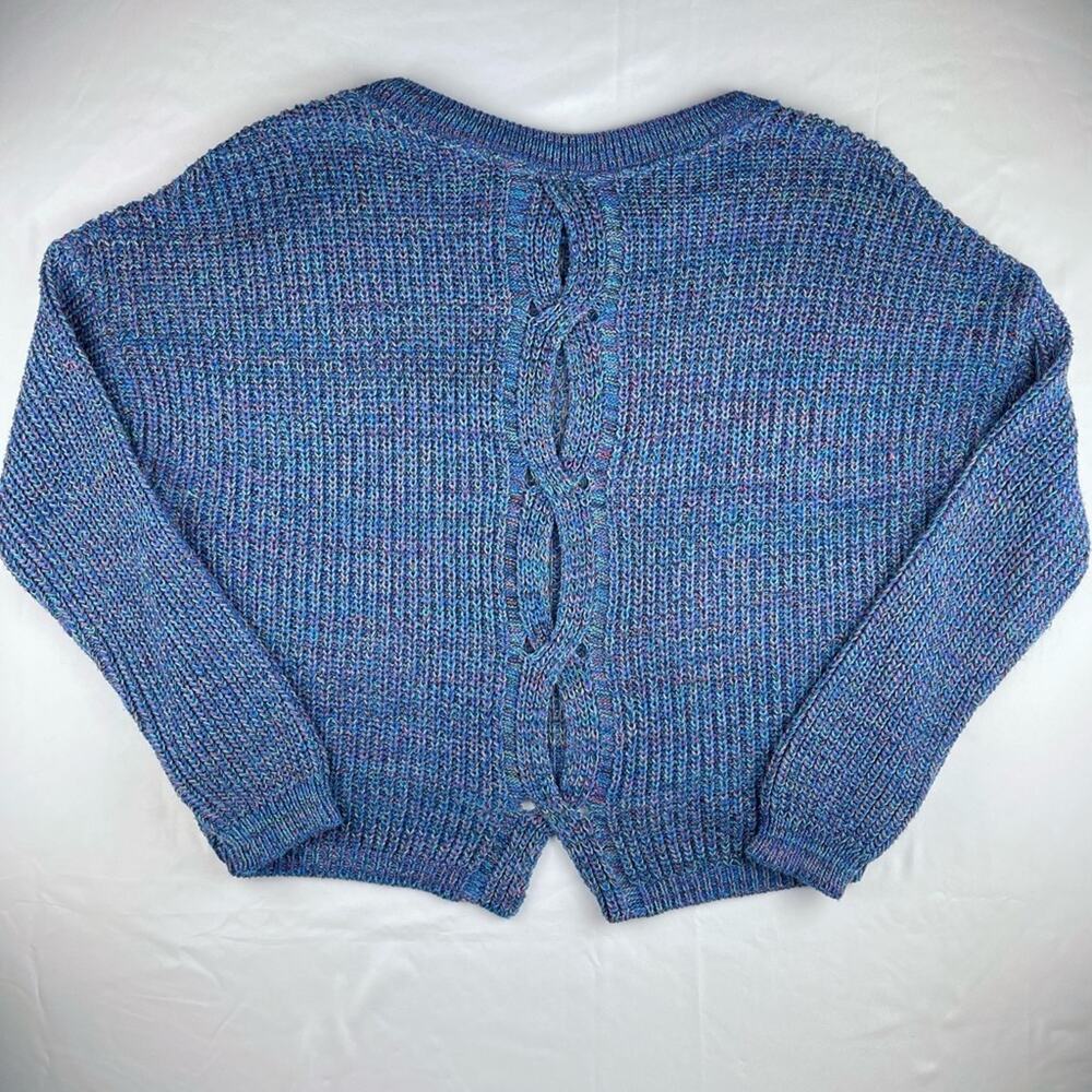 Express Cable Knit Split Back Sweater - image 3